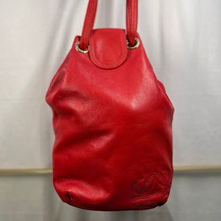 LOEWE Red Balloon Leather Bucket Bag