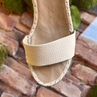 VALENTINO White Leather Rockstud Ankle Strap Wedges SZ 37 (US 7)