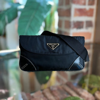 PRADA Black Tessuto Nylon Belt Bag