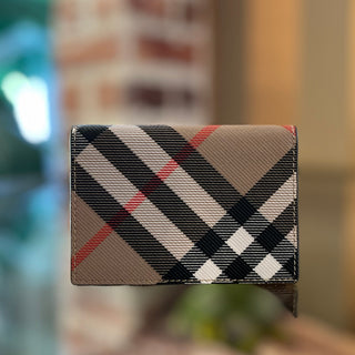 BURBERRY Check Folding Card Case