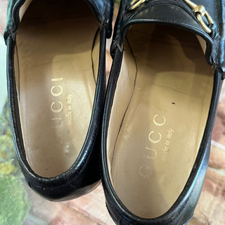 GUCCI Vintage Black Leather Horsebit Loafers SZ7