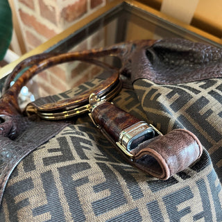 FENDI Spy Bag Brown Tobacco Zucca Print Canvas and Tortuga Shoulder Bag