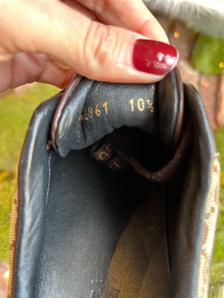 gucci Mens 10.5 Sneakers GG Web Leather w/ Logo Laces