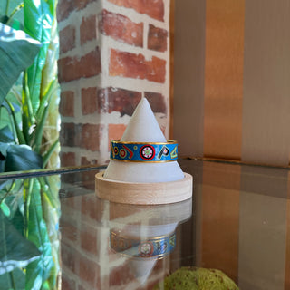 HERMES Multicolor Tohu Bohu Gold Tone Rim Enamel Bangle SZ L