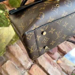 LOUIS VUITTON One Handle Flap MM Black Monogram Canvas Leather Bag
