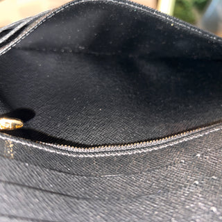 LOUIS VUITTON Monogram Canvas Black Leather Kimono Wallet