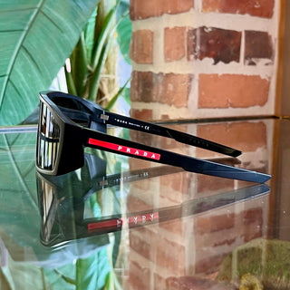 PRADA SPS08W Black Sport Matte Acetate Wrap Sunglasses