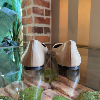 TORY BURCH Georgia Almond Flour Double T Leather Flats SZ 8