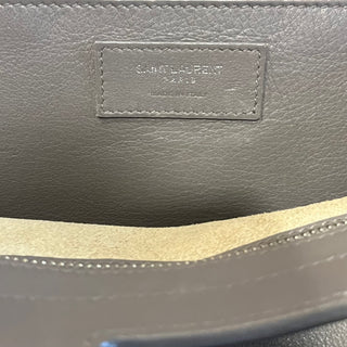 SAINT LAURENT Baby Monogram Downtown Cabas Gray Leather 2-Way Tote