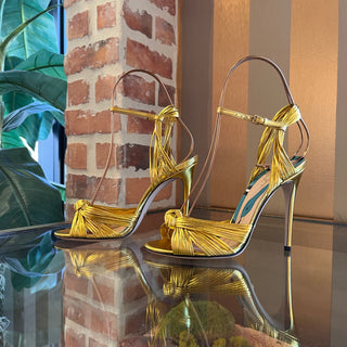 GUCCI Metallic Gold Ankle Strap Leather Heels SZ 36.5 (US 6.5)