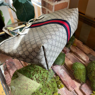 GUCCI Ophidia Medium White GG Supreme Canvas Tote