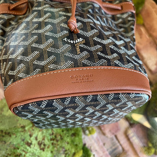 GOYARD Petite Flot Black Goyardine Canvas Bucket Bag