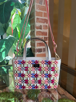 Kate Spade Multicolor Sam Icon Beaded Raffia Small Tote