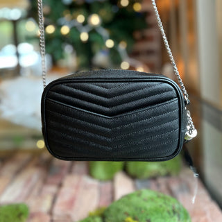 SAINT LAURENT Lou Camera Mini Black Grain de Poudre Matelassé Monogram Crossbody Bag