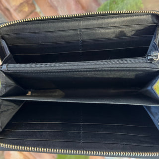 GUCCI Black Gucissima Leather Zip Around Wallet
