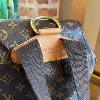 LOUIS VUITTON Montsouris GM Brown Monogram Canvas Drawstring Backpack