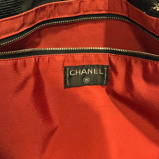 CHANEL Travel Ligne By The Sea Print Black Nylon Quilted Tote Bag