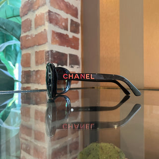 CHANEL 5138 Orange Logo Brown Acetate Round Sunglasses