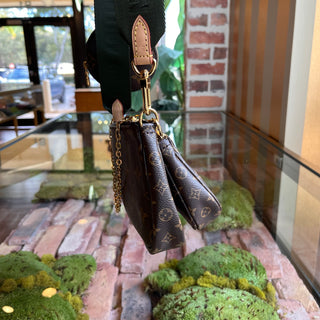 LOUIS VUITTON Multi Pochette Accessories Khaki Brown Monogram Coated Canvas Crossbody Bag