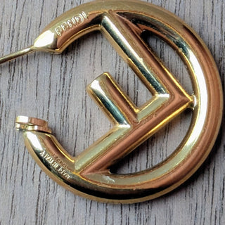 FENDI Gold Metal FF Hoop Earrings