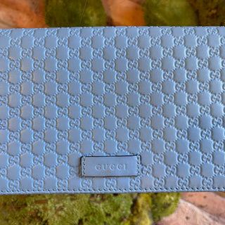 GUCCI Micro Gucciassima Blue Calfskin Crossbody Wallet
