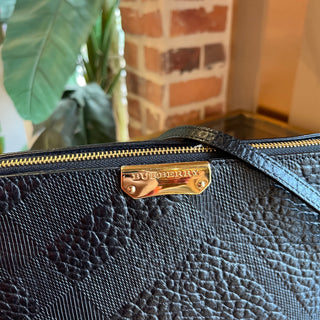 BURBERRY Chichester Black Grainy Calfskin & Check Crossbody Bag