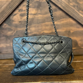 CHANEL Timeless Accordion Gray Caviar Leather Tote Bag