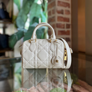 DIOR Groove 20 Dusty Ivory Calfskin Macrocannage Satchel Bag