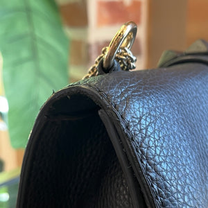 VALENTINO Black Leather Glam Lock Medium Flap Bag TS3119