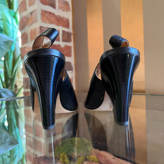 TORY BURCH Black Leather Sling Back Pointed Toe Pumps SZ 8.5