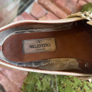 VALENTINO Cream Leather Rockstud Espadrilles SZ 35 (US 5)