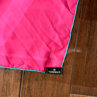 CHANEL Logo Palm Tree Multicolor Silk Print Scarf