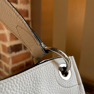 PRADA White Daino Leather Hobo Bag