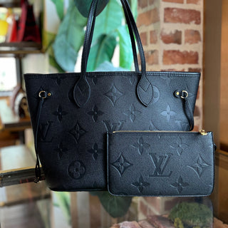 LOUIS VUITTON Neverfull MM Black Empriente Leather Tote Bag