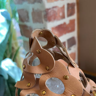 SAINT LAURENT Studded Seau Coeur Vegetable Tanned Calfskin Vintage Brown Bucket Bag