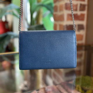 GUCCI Navy Blue Leather Dionysus Wallet On Chain