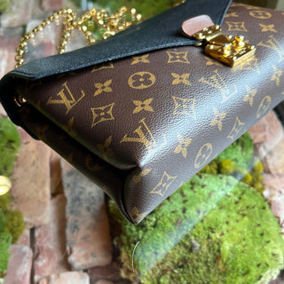 LOUIS VUITTON Pallas Chain Noir Monogram Canvas Leather Crossbody Bag