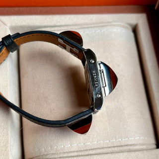 HERMES Medor Black Leather Strap Watch