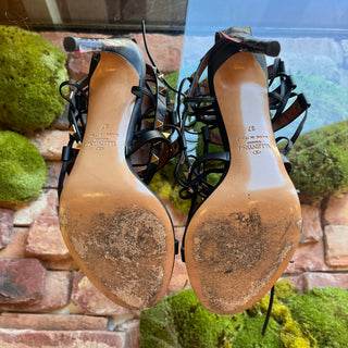 VALENTINO Black Leather Rockstud Tie Up Heels SZ 37 (US 7)