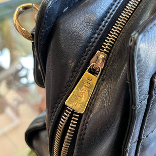 CHANEL Vintage Chocolate Bar Black Quilted Leather Tote Bag