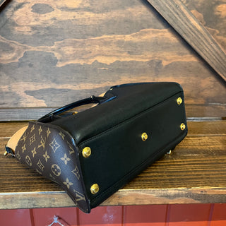 LOUIS VUITTON On My Side MM Noir & Brown Calfskin Leather 2-Way Tote Bag