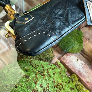DOLCE&GABBANA Black Leather Small Kisslock Bag