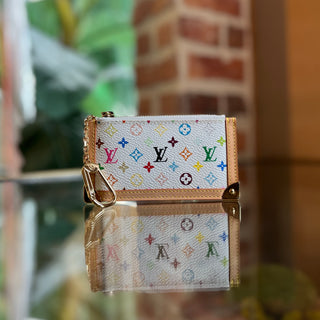 LOUIS VUITTON Multicolor White Monogram Canvas Vintage Key Cles