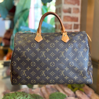 LOUIS VUITTON Speedy 35 Brown Monogram Canvas Satchel Bag