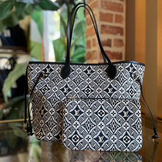 LOUIS VUITTON 1854 Neverfull MM Black Jacquard Canvas Tote Bag