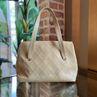 CHANEL Beige Quilted Leather Wild Stitch Flap Shoulder Bag