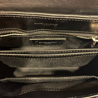 SAINT LAURENT Loulou Small Black Matelasse Calfskin Crossbody Bag