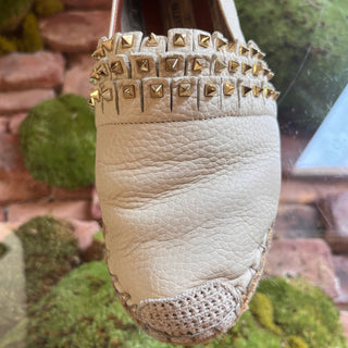 VALENTINO Cream Leather Rockstud Espadrilles SZ 35 (US 5)