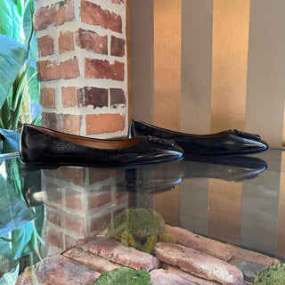 TORY BURCH Black Double T Leather Flats SZ 8