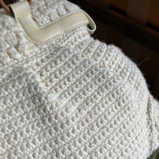 FERRAGAMO Marisa Cream Crochet Shoulder Bag